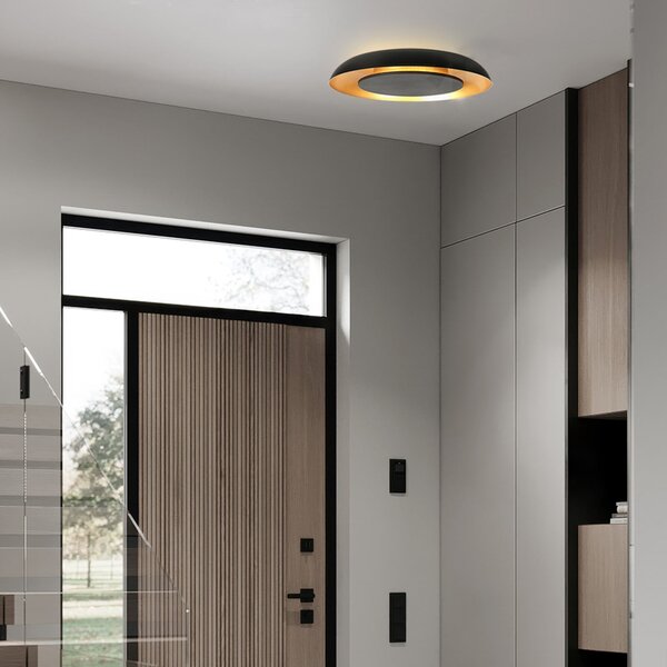 Steinhauer Plafonieră LED Golden Veil, negru/auriu, dimabil, metal, reglabil, Negru, Camera de zi / sufragerie, Metal, Modern