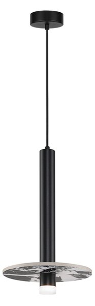 Viokef Lampă suspendată LED Leandros, negru, Ø 40 cm, piatră artificială/metal, Negru, Camera de zi / sufragerie, Metal