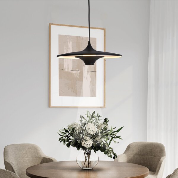 Viokef Lampă suspendată LED Rene, negru, Ø 42 cm, metal, Negru, Camera de zi / sufragerie, Metal, Modern