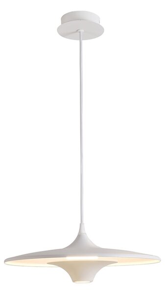 Viokef Lampă suspendată LED Rene, albă, Ø 42 cm, metal, Alb, Camera de zi / sufragerie, Metal, Modern