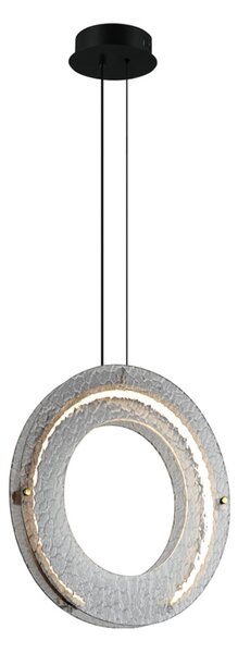 Viokef Lampă suspendată LED Tamara, gri fumuriu, Ø 40 cm, sticlă/metal, Gri, Camera de zi / sufragerie, Sticlă, Modern