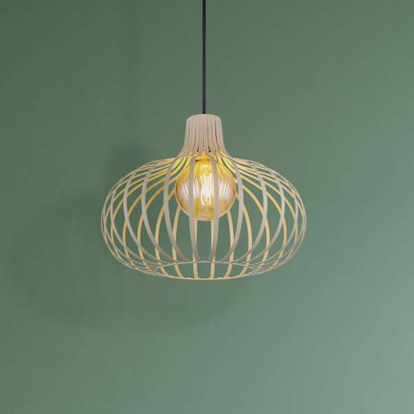 Globo Lampă suspendată Mateo, crem/nisk, metal, Ø 40 cm, reglabil, Bej, Camera de zi / sufragerie, Metal, Scandinavă