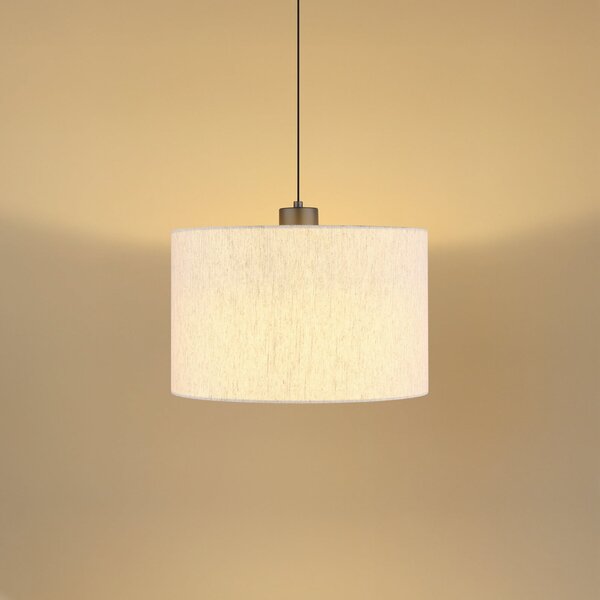 Globo Lampă suspendată LED Thea, crem/negru mat, in, Ø 35 cm, Bej, Camera de zi / sufragerie, Țesătură / Textil, Scandinavă
