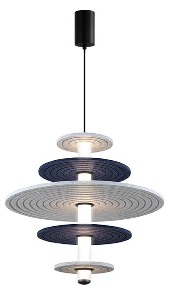 Viokef Lampă suspendată LED Azul, înălțime 46 cm, albastru/gri/negru, pâslă, Gri, Camera de zi / sufragerie, Plastic