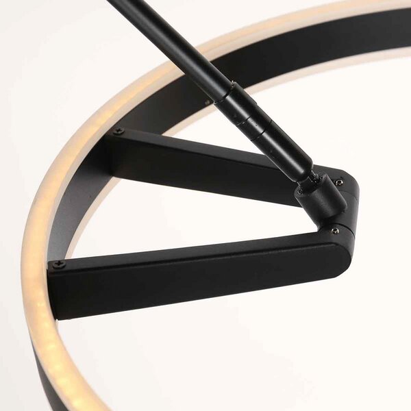 Steinhauer Lampă cu arc LED Ringlux, negru, metal, CCT, dimabil, reglabil, Negru, Camera de zi / sufragerie, Metal, Modern