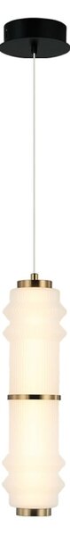 Viokef Lampă suspendată LED Dereck, alb/bronz, Ø 10 cm, sticlă, Alb, Camera de zi / sufragerie, Sticlă