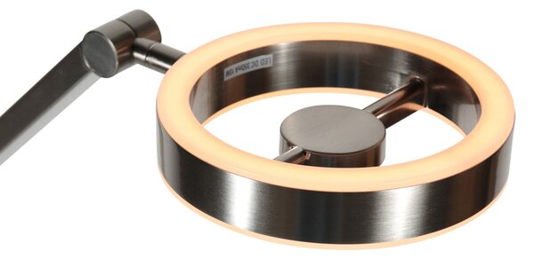 Steinhauer lampadar LED Ringlux, culoare oțel, metal, 2.700 K, dimabil, reglabil, Metalic, Camera de zi / sufragerie, Metal, Modern
