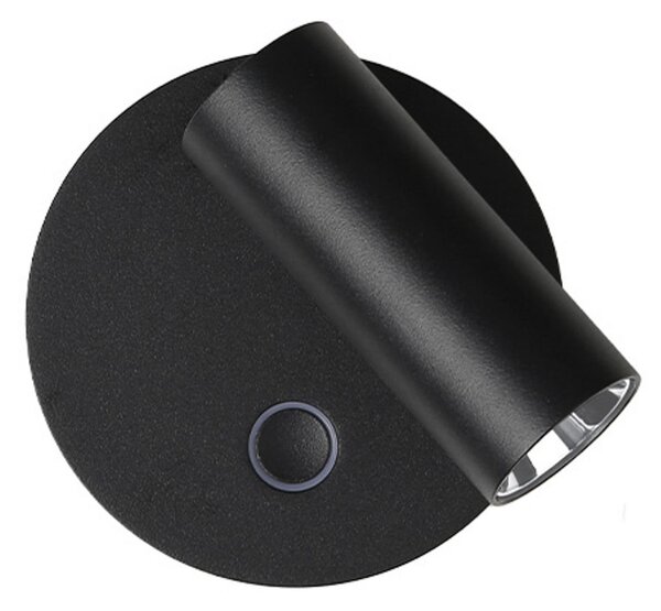Viokef Aplică LED Tara, negru, Ø 9 cm, metal, reglabil, Negru, Camera de zi / sufragerie, Metal, Modern, Lumină de lectură