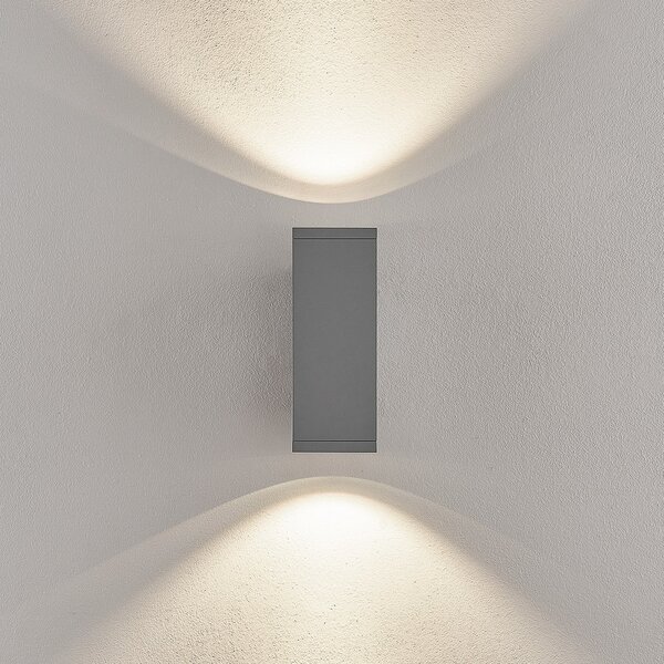 Deko-Light Lampă LED pentru exterior ShoreLine Pro Square up/down, gri deschis, reglabil, Gri, Aluminiu, Modern