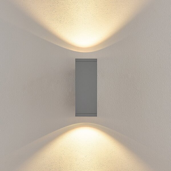 Deko-Light Lampă LED pentru exterior ShoreLine Pro Square up/down, gri deschis, reglabil, Gri, Aluminiu, Modern
