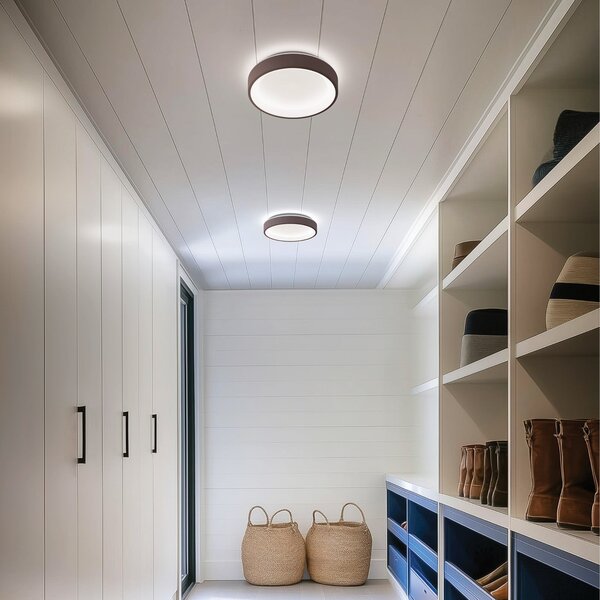 Linea Light Aplică LED Iside, maro, metal, Ø 35 cm, IP40, reglabil, Maro / Rugină, Camera de zi / sufragerie, Metal, Modern