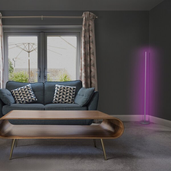 OSRAM SMART+ WiFi lampadar CORNER MAGIC argintiu 140 cm RGB, Metalic, Camera de zi / sufragerie, Aluminiu, Modern