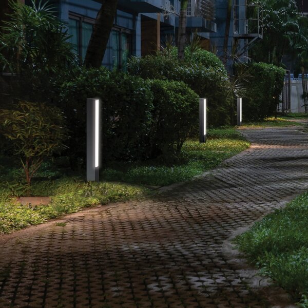 Viokef Lampa LED cu soclu Lir, înălțime 60 cm, metal gri închis, Negru, Aluminiu, Modern