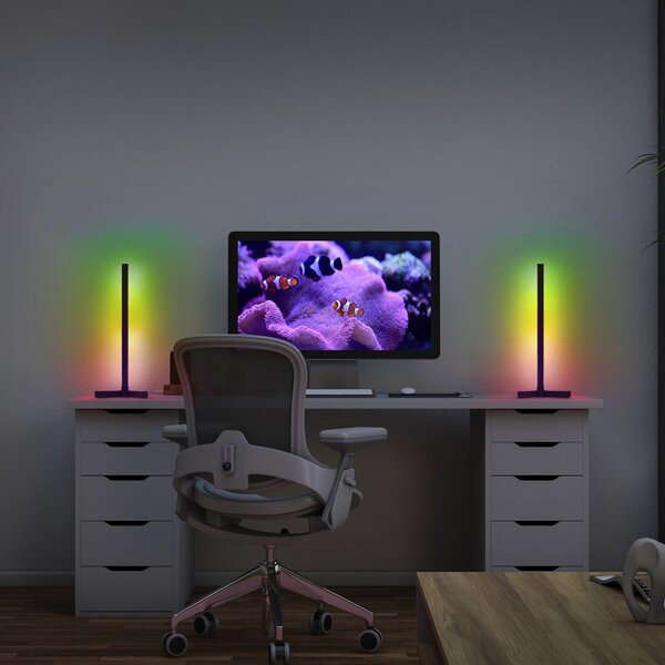 OSRAM SMART+ Lampa de masă WiFi CORNER MAGIC, negru 43 cm RGB, Negru, Camera de zi / sufragerie, Aluminiu, Modern