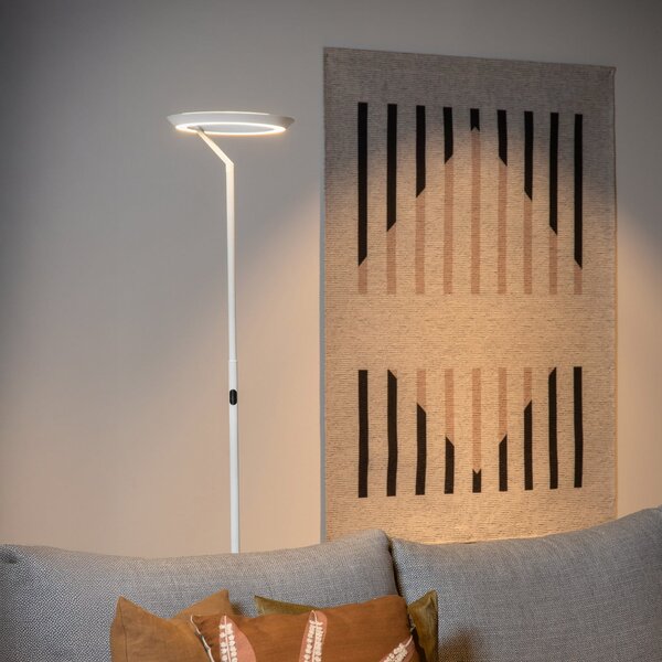 Lucide Lampadar LED Celeste, albă, înălțime 174 cm, metal, reglabil, Alb, Camera de zi / sufragerie, Metal, Modern