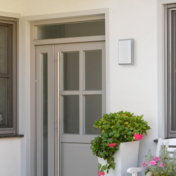 LCD Lampă de exterior 059, oțel inoxidabil, sticlă opală, 29 cm, IP44, E27, reglabil, Gri, Metal, Modern