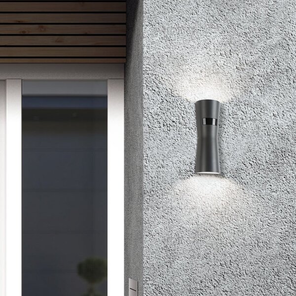 LCD Lampă LED cu senzor pentru exterior 5135, grafit, metal, 26 cm, IP65, Negru, Metal, Modern