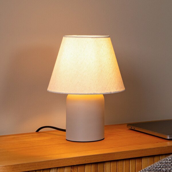 Lucide Lampă de masă Macia, bej/culoare naturală Înălțime 27 cm Ceramică/țesătură, Bej, Camera de zi / sufragerie, Ceramică