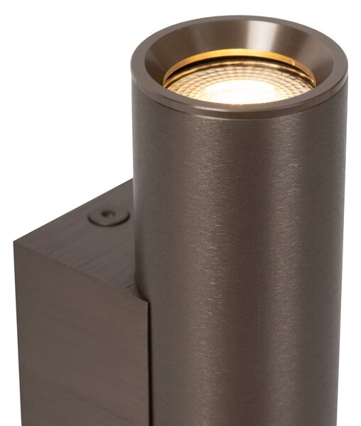 Lucide Spot de perete Dupla, culoare ruginie, înălțime 18 cm, metal, 2 becuri., reglabil, Maro / Rugină, Camera de zi / sufragerie, Aluminiu, Modern