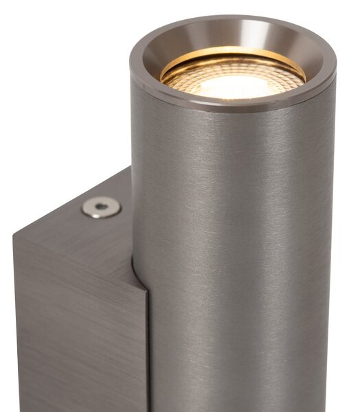 Lucide Spot de perete Dupla, gri, înălțime 18 cm, metal, 2 becuri., reglabil, Gri, Camera de zi / sufragerie, Aluminiu, Modern