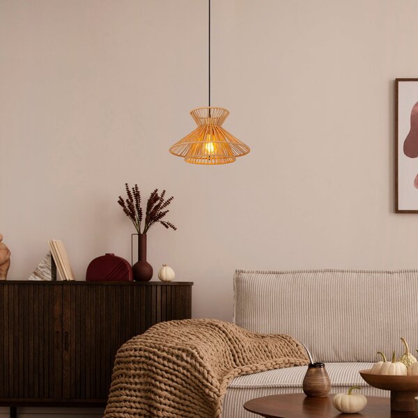 Lucide Lampă suspendată Tasman, Ø 32 cm, culoare naturală, hârtie, reglabil, Bej, Camera de zi / sufragerie, Hârtie / Carton, Scandinavă
