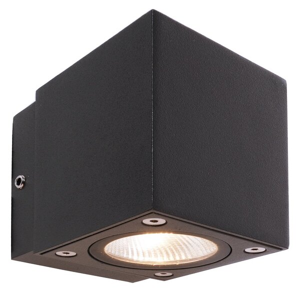 Deko-Light Aplică LED pentru exterior Cubodo Single Mini, aluminiu, gri închis, Negru, Aluminiu, Modern