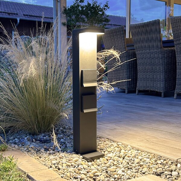 Deko-Light Lampa cu soclu LED, coloană prize Lerna, 60 cm, aluminiu gri închis, Negru, Aluminiu, Modern