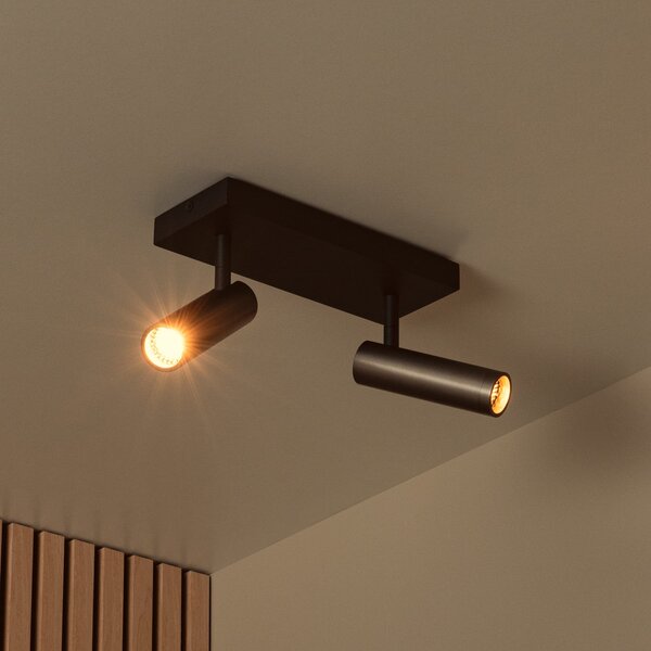 Lucide Spot de tavan Grado, lungime 25 cm, gri, metal, 2 becuri., reglabil, Gri, Camera de zi / sufragerie, Aluminiu, Modern