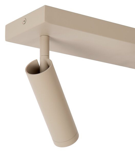 Lucide Spot de tavan Grado, lungime 25 cm, gri-maro, metal, 2 becuri., reglabil, Bej, Camera de zi / sufragerie, Aluminiu, Modern