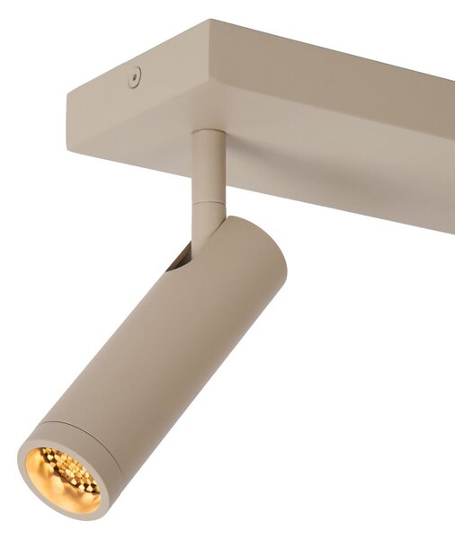 Lucide Spot de tavan Grado, lungime 25 cm, gri-maro, metal, 2 becuri., reglabil, Bej, Camera de zi / sufragerie, Aluminiu, Modern