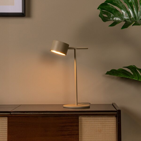 Lucide Lampa de masă cu LED Gian, gri-maro, înălțime 40 cm, metal, reglabil, Bej, Camera de zi / sufragerie, Metal, Modern