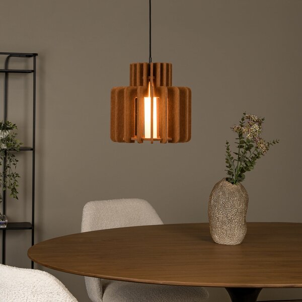 Lucide Lampă suspendată Rollo, teracotă, Ø 40 cm, țesătură/metal/sticlă, reglabil, Maro / Rugină, Camera de zi / sufragerie, Țesătură / Textil