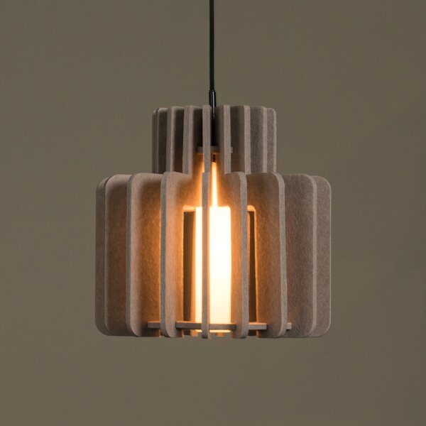 Lucide Lampă suspendată Rollo, taupe, Ø 31 cm, țesătură/metal/sticlă, reglabil, Bej, Camera de zi / sufragerie, Țesătură / Textil