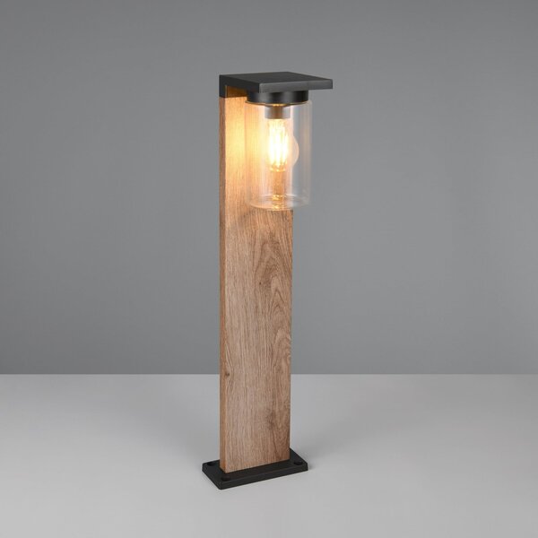 Trio Lighting Bornă luminoasă ARDILA, aspect lemn, înălțime 65 cm, metal/sticlă, IP44, reglabil, Lemn, Aluminiu, Modern