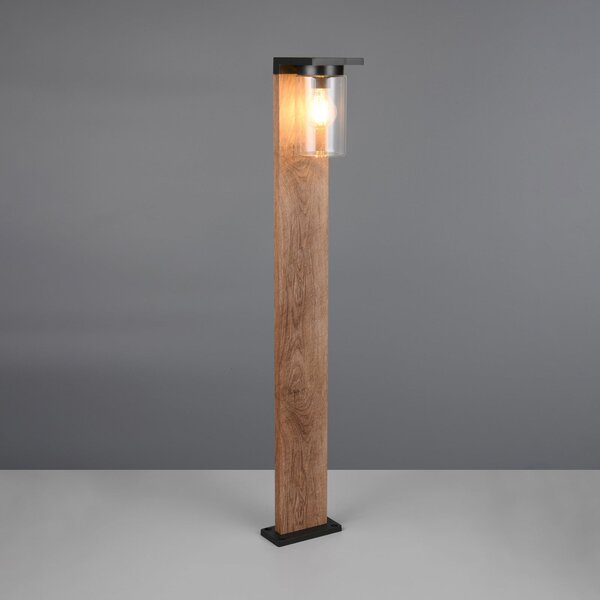Trio Lighting Bornă luminoasă ARDILA, aspect lemn, înălțime 100 cm, metal/sticlă IP44, reglabil, Lemn, Aluminiu, Modern