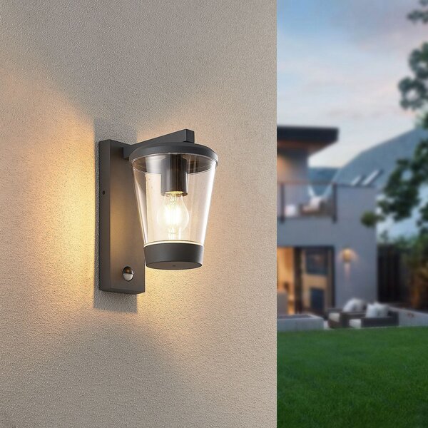 Trio Lighting Lampă de perete exterioară cu senzor CAVADO, antracit, înălțime 28 cm, IP44, reglabil, Negru, Aluminiu, Modern