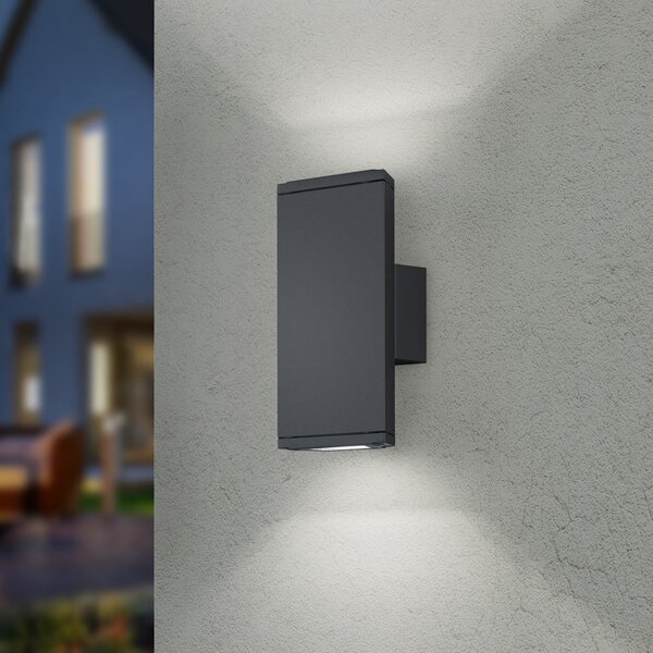 Trio Lighting Lampă LED pentru exterior COLORADO antracit Înălțime 20 cm Metal IP54, Negru, Aluminiu, Modern, Perete unghiular
