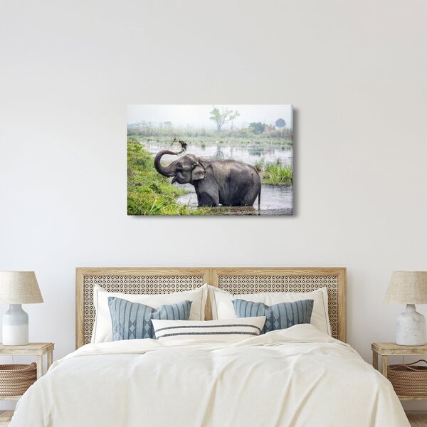 Tablou - Elefant de scăldat (90x60 cm)