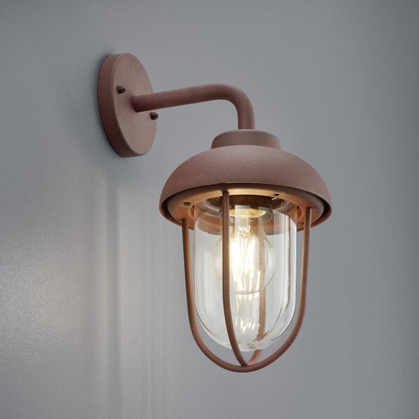 Trio Lighting Lampă de exterior DUERO, culoare ruginie Înălțime 33 cm Metal/sticlă IP44, reglabil, Maro / Rugină, Aluminiu, Perete rotund