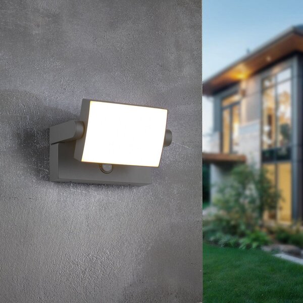 Trio Lighting Lampă LED cu senzor pentru exterior KANSAS antracit Lățime 20 cm IP54, Negru, Aluminiu, Modern