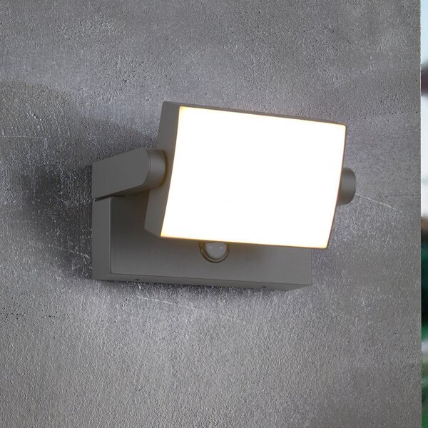 Trio Lighting Lampă LED cu senzor pentru exterior KANSAS antracit Lățime 20 cm IP54, Negru, Aluminiu, Modern