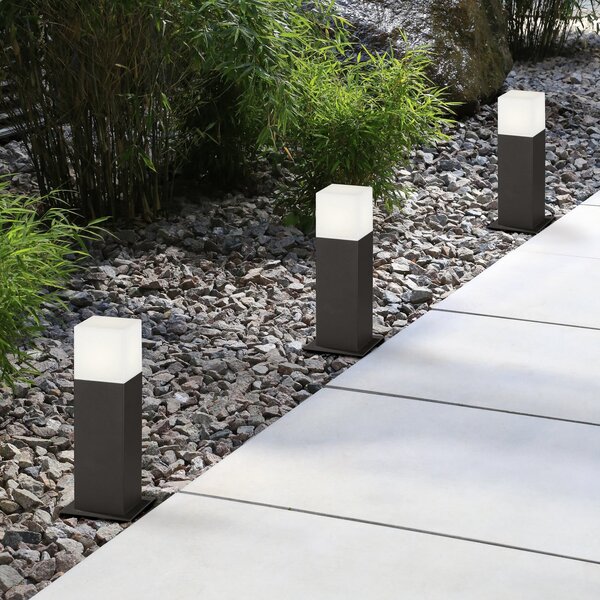 Trio Lighting Lampă LED cu soclu HUDSON, antracit, înălțime 30 cm, metal IP44, Negru, Aluminiu, Modern