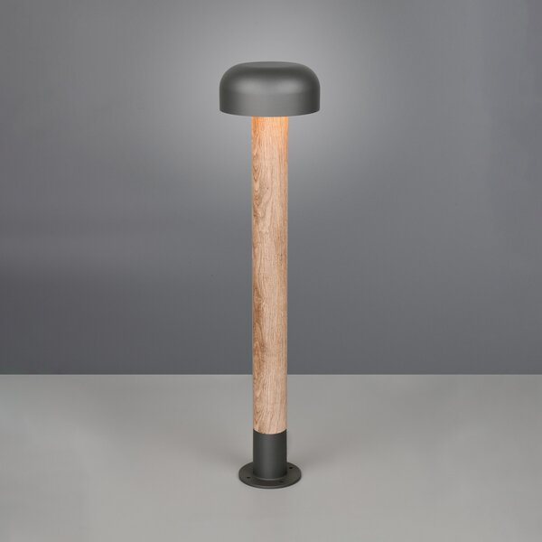 Trio Lighting Bornă luminoasă FRASER, aspect lemn, înălțime 85 cm, metal, IP54, reglabil, Lemn, Aluminiu, Modern