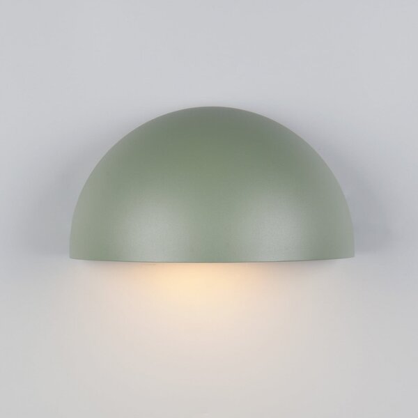 Trio Lighting Lumină exterioară MAAS, verde, lățime 27 cm, metal, IP44, reglabil, Verde, Aluminiu, Modern, Soclu de perete jos