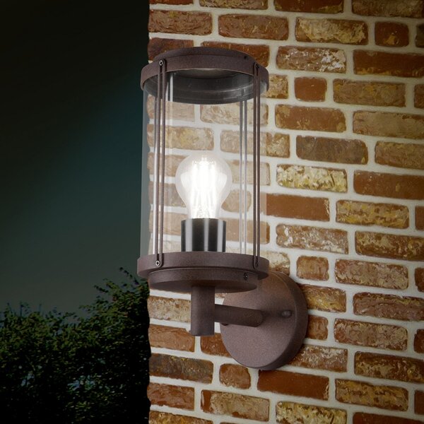 Trio Lighting Lampă de exterior TANARO, culoare ruginie, înălțime 33 cm, metal IP44, reglabil, Maro / Rugină, Aluminiu, Modern, Perete rotund