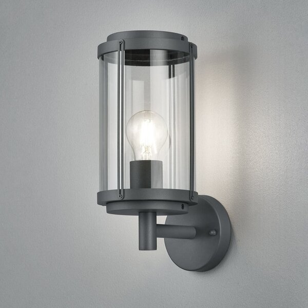 Trio Lighting Lampă de exterior TANARO, antracit, înălțime 33 cm, metal, IP44, reglabil, Negru, Aluminiu, Modern, Perete rotund