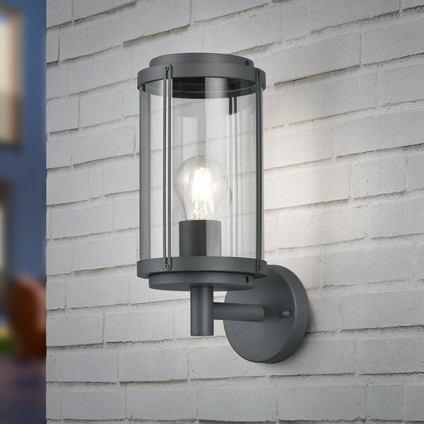 Trio Lighting Lampă de exterior TANARO, antracit, înălțime 33 cm, metal, IP44, reglabil, Negru, Aluminiu, Modern, Perete rotund