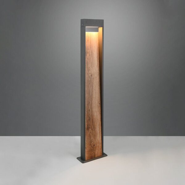 Trio Lighting Bornă luminoasă LED SALMON, aspect lemn, înălțime 100 cm metal, IP44, Lemn, Aluminiu, Modern