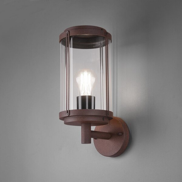Trio Lighting Lampă de exterior TANARO, culoare ruginie, înălțime 33 cm, metal IP44, reglabil, Maro / Rugină, Aluminiu, Modern, Perete rotund