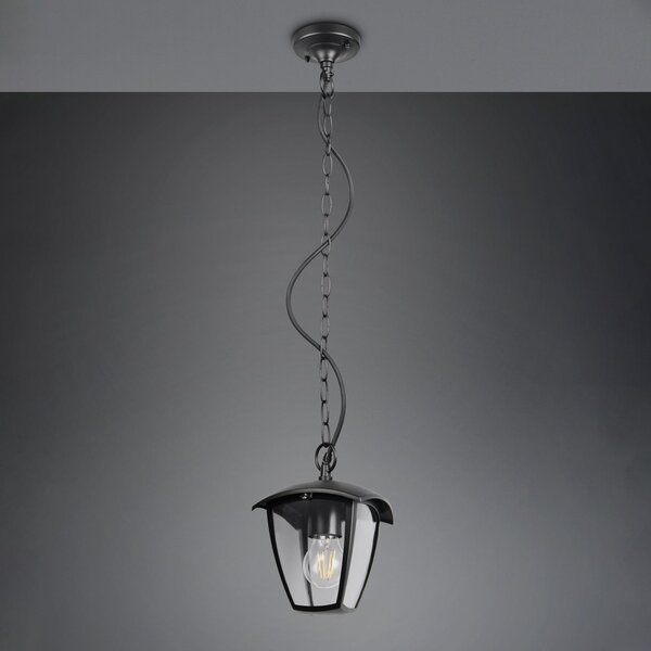 Trio Lighting Lampă suspendată pentru exterior VENTA, negru, 17 x cm, metal, IP44, reglabil, Negru, Aluminiu, Felinar